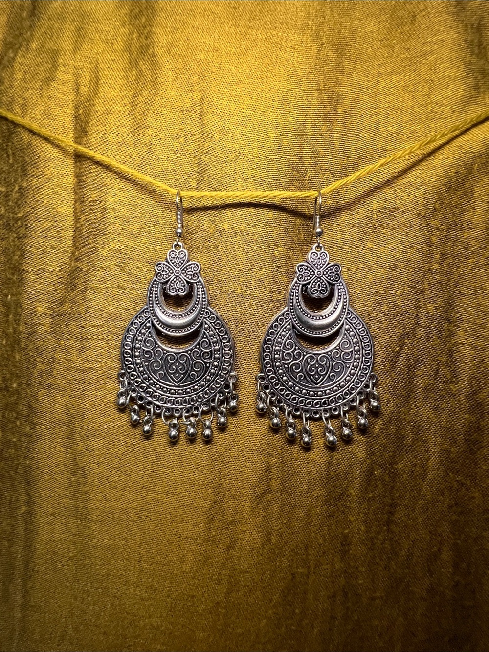 Intricate Silver Chandbali Earrings - Boho Women Jewelry
